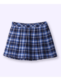 Beebay - Blue Check Plaid Knee Length Skirt