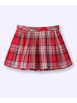 Beebay - Red Check Plaid Knee Length Skirt