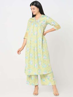 R&B - Women Yellow Floral Printed Kurta