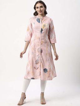 R&B - Women Peach Floral Printed Kurta