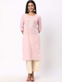 R&B - Women Pink Embroidered Sequined Work Kurta
