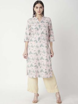 R&B - Women Pink Printed Thread Work Kurta