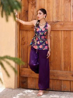 Qissa - Women Purple Floral Printed Co-Ord Set