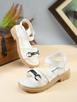 steprite - Girls Party Wear Velcro Sandals - White