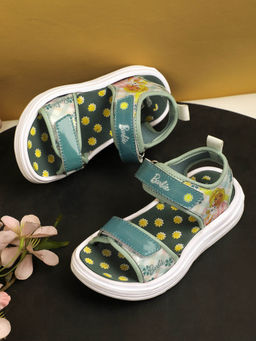 Kidsville - Green Official Barbie Printed Sandals For Kids