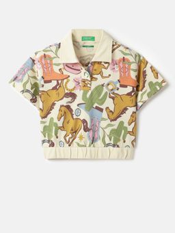 United Colors of Benetton - Cropped Polo T-Shirt Multi-Color