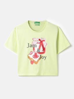 United Colors of Benetton - Cropped Round Neck T-Shirt Green