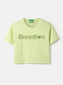United Colors of Benetton - Cropped Round Neck T-Shirt Green