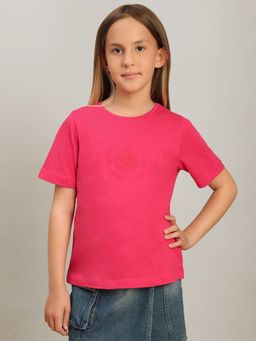 VERO MODA - Girls Floral Regular Fit Pink T-Shirt
