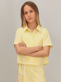 VERO MODA - Girls Yellow Embroidered Shirt