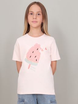 VERO MODA - Girls Pink Ice-Cream Print T-Shirt
