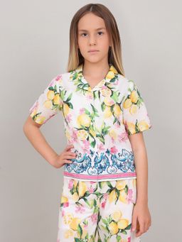 VERO MODA - Girls Floral Print Regular Fit Yellow Shirt