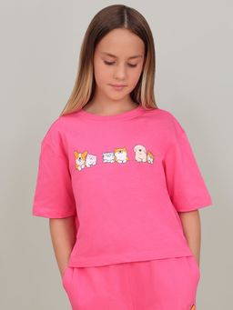 VERO MODA - Girls Pink Cotton T-Shirt
