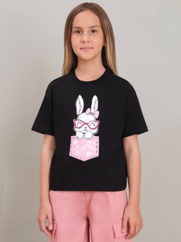 VERO MODA - Girls Black Cotton T-Shirt