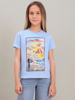 VERO MODA - Girls Blue Cotton T-Shirt
