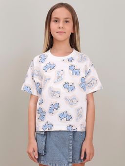 VERO MODA - Girls White Animal Print T-Shirt