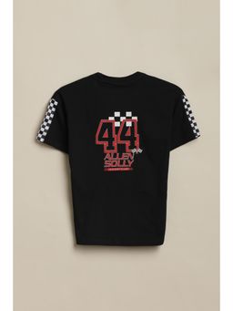 Allen Solly - Boys Black Graphic Print Crew Neck T-Shirt