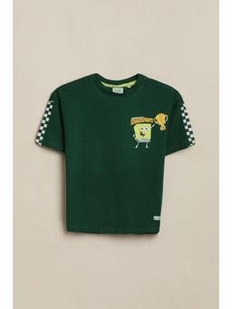 Allen Solly - Boys Green Graphic Print Crew Neck T-Shirt