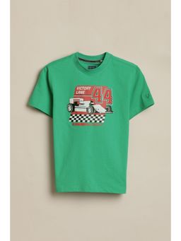 Allen Solly - Boys Green Graphic Print Crew Neck T-Shirt