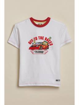 Allen Solly - Boys White Graphic Print Crew Neck T-Shirt