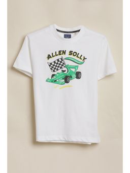 Allen Solly - Boys White Graphic Print Crew Neck T-Shirt