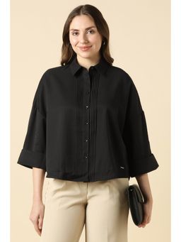 Allen Solly - Women Black Solid 3/4Th Sleeves Shirt