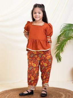 Bugandbees - Solid Silk Blend Peplum Co-Ord Set