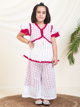 Bugandbees - Embroidered Schiffli Peplum Co-Ord Set