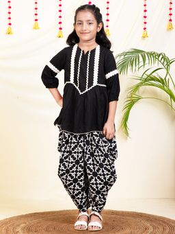 Bugandbees - Peplum Top With Dhoti Pants Black