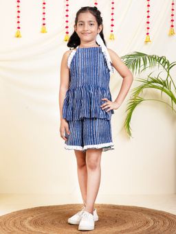 Bugandbees - Striped Peplum Co-Ord Set Blue