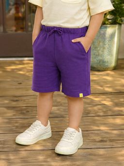 Somersault - Boys Solid Purple Cotton Above Knee Shorts