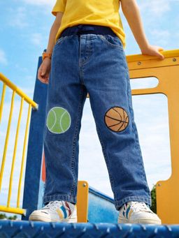 Somersault - Boys Solid Blue Cotton Slim Fit Jeans