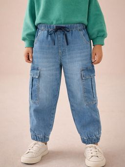 Somersault - Boys Solid Blue Cotton Jogger Jeans