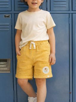 Somersault - Boys Solid Yellow Cotton Knee Length Shorts