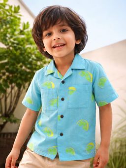 Somersault - Boys Lime Slice Blue Cotton Shirt