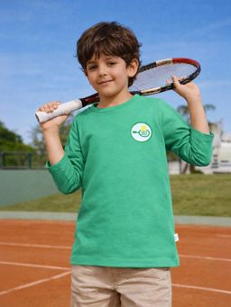 Somersault - Boys Solid Green Cotton Full Sleeve T-Shirt