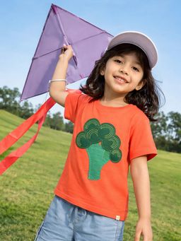 Somersault - Girls Orange Cotton T-Shirt
