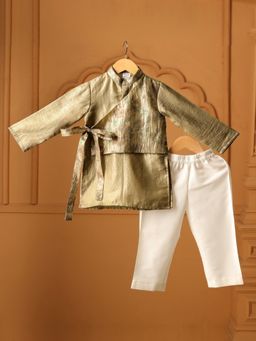 CASA NINOS - Olive Aura Side-Knot Kurta & Pyjama