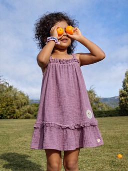 Somersault - Girls Purple Cotton A-Line Dress