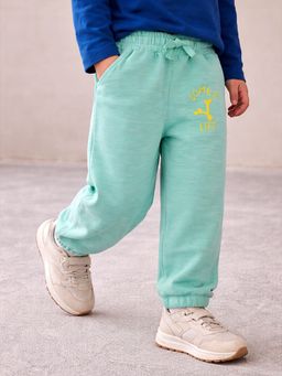 Somersault - Girls Solid Green Cotton Jogger Trousers