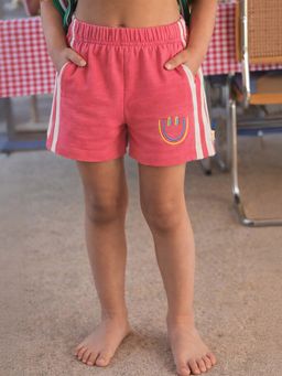 Somersault - Girls Solid Pink Cotton Above Knee Shorts