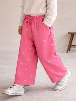 Somersault - Girls Fruit Pink Cotton Wide Leg Trousers