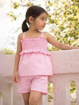 Somersault - Girls Stripe Pink Cotton Co-Ord Set
