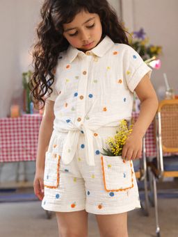 Somersault - Girls Floral Beige Cotton Co-Ord Set