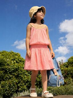 Somersault - Girls Solid Pink Cotton Co-Ord Set