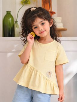 Somersault - Girls Solid Yellow Cotton Top