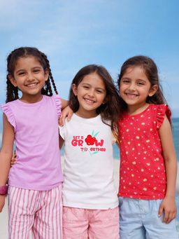 Somersault - Girls Multi Cotton Sleeveless T-Shirt (Pack of 3)