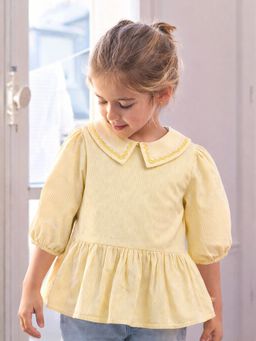 Somersault - Girls Stripe Yellow Cotton 3/4 Sleeve Top