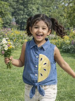 Somersault - Girls Stripe Blue Cotton Top