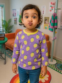 Somersault - Girls Purple Cotton Full Sleeve T-Shirt